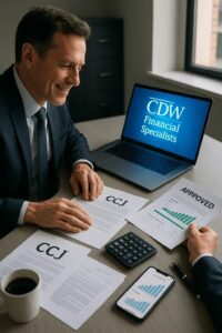 Professional discussing financial reports and approvals