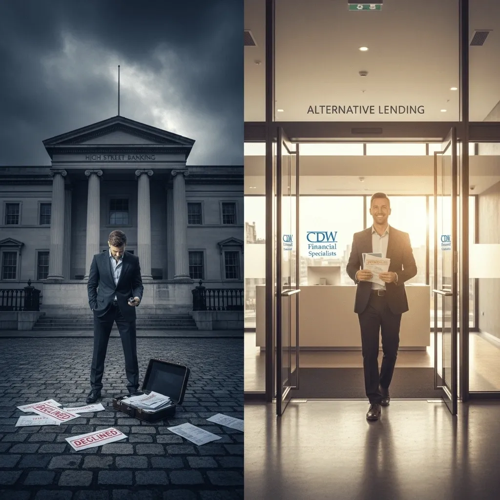 Corporate professional in contrasting environments