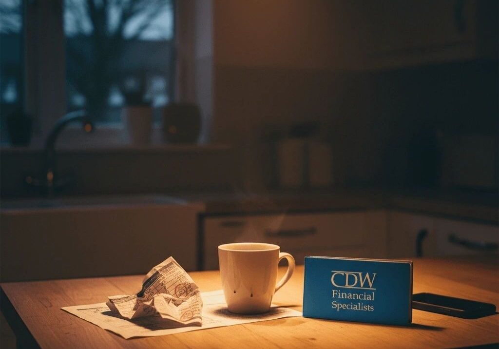 Evening coffee scene in dimly lit kitchen