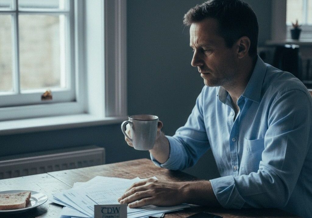 Man drinking coffee at a table