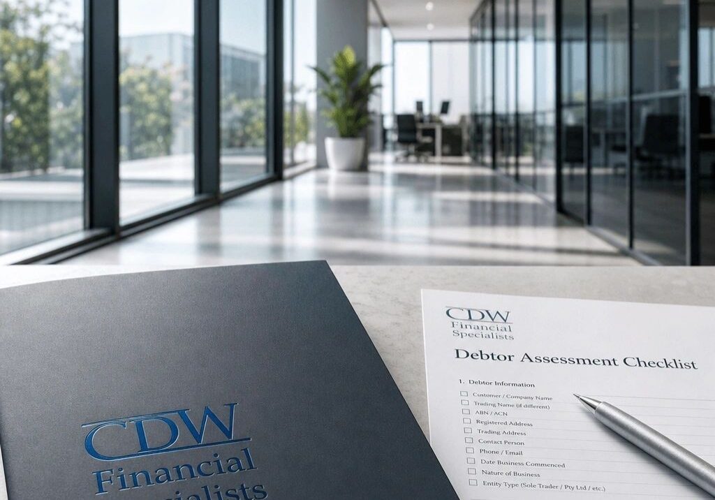 Business documents in modern office setting