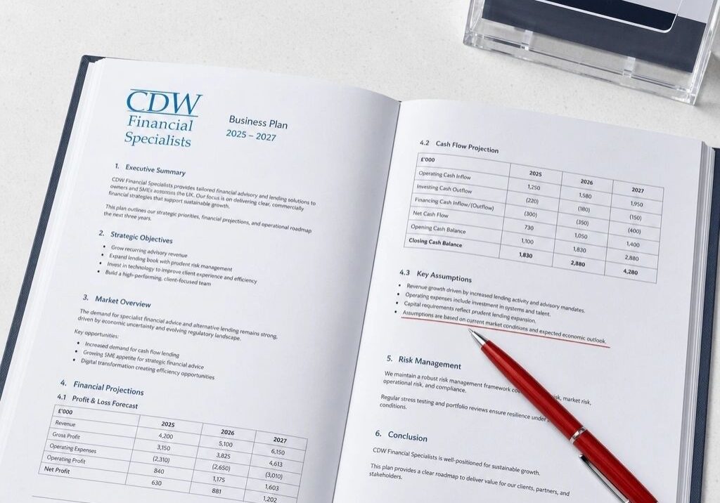 Financial document and pen on table