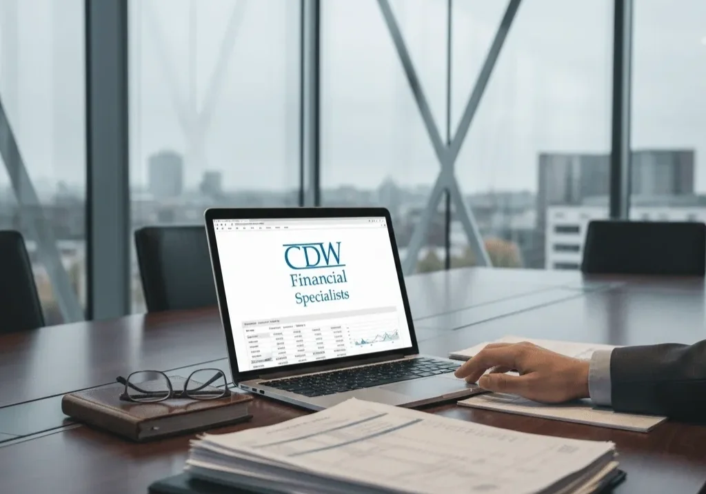 Business meeting setup with laptop